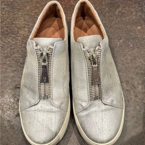 Silver Frye Lena Zip Low Sneakers